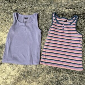 SO Kids' Lavender and Multicolor Striped Tank Tops size 7